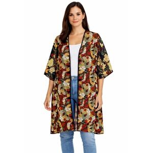 Citron Santa Monica Kimono Duster Womens Small Silk Multicolor Original Tapestry